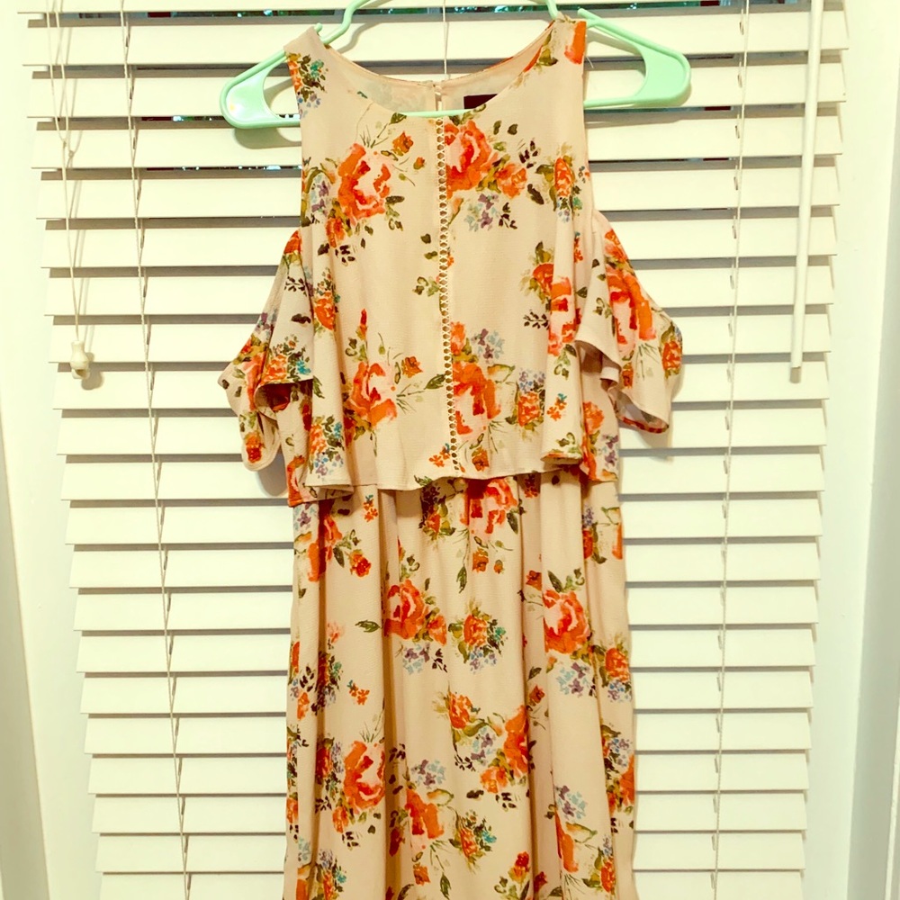 Cold Shoulder Floral Bohemian Dress